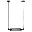 GloboStar® TUBE 01085 Vintage Κρεμαστό Φωτιστικό Ανάρτηση Μονόφωτο 1 x E27 IP20 Μαύρο Μέταλλο - Μ43 x Π11 x Υ11cm
