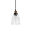GloboStar® WICKHAM 01168 Vintage Κρεμαστό Φωτιστικό Καμπάνα Μονόφωτο 1 x E27 IP20 Διάφανο Γυαλί με Μαύρο & Χρυσό Μέταλλο - Μ14 x Π14 x Y23cm