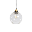 GloboStar® WICKHAM 01170 Vintage Κρεμαστό Φωτιστικό Μπάλα Μονόφωτο 1 x E27 IP20 Διάφανο Γυαλί με Μαύρο & Χρυσό Μέταλλο - Μ20 x Π20 x Y25cm