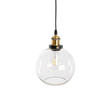 GloboStar® WICKHAM 01170 Vintage Κρεμαστό Φωτιστικό Μπάλα Μονόφωτο 1 x E27 IP20 Διάφανο Γυαλί με Μαύρο & Χρυσό Μέταλλο - Μ20 x Π20 x Y25cm