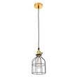 GloboStar® GALOT 01179 Vintage Κρεμαστό Φωτιστικό Πλέγμα Μονόφωτο 1 x E27 IP20 Μαύρο & Χρυσό Μέταλλο - Μ13.5 x Π13.5 x Y16cm