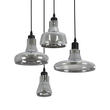 GloboStar® FEMINE 01011 Μοντέρνο Κρεμαστό Φωτιστικό Καμπάνα Σετ Πολύφωτο 4 x E27 IP20 Φιμέ Γυαλί με Μαύρο Μέταλλο - Μ70 x Π70 x Y24.5cm