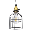 GloboStar® GALOT 01179 Vintage Κρεμαστό Φωτιστικό Πλέγμα Μονόφωτο 1 x E27 IP20 Μαύρο & Χρυσό Μέταλλο - Μ13.5 x Π13.5 x Y16cm