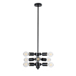 GloboStar® DELIR 01035 Μοντέρνο Φωτιστικό Οροφής Πλέγμα Πολύφωτο 9 x E27 IP20 Μαύρο Μέταλλο - Μ24 x Π24 x Υ23cm