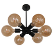 GloboStar® CONFOR 01036 Μοντέρνο Φωτιστικό Οροφης Πλέγμα Πολύφωτο 6 x E27 IP20 Μαύρο Μέταλλο - Μ24 x Π24 x Υ8cm
