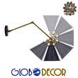 GloboStar® CRUCE 01037 Vintage Επιτοίχιο Φωτιστικό Απλίκα Μονόφωτο 1 x E27 IP20 Μαύρο & Χρυσό Μέταλλο - Μ19 x Π63 x Υ77cm
