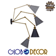 GloboStar® CRUCE 01037 Vintage Επιτοίχιο Φωτιστικό Απλίκα Μονόφωτο 1 x E27 IP20 Μαύρο & Χρυσό Μέταλλο - Μ19 x Π63 x Υ77cm