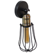 GloboStar® CATEL 01056 Vintage Επιτοίχιο Φωτιστικό Απλίκα Μονόφωτο 1 x E27 IP20 Μαύρο & Μπρούτζινο Μέταλλο - Μ12 x Π15 x Υ32cm
