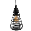 GloboStar® ALDO 01058 Vintage Κρεμαστό Φωτιστικό Πλέγμα Μονόφωτο 1 x E27 IP20 Μαύρο Μέταλλο - Μ13 x Π13 x Υ27cm