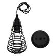 GloboStar® ALDO 01058 Vintage Κρεμαστό Φωτιστικό Πλέγμα Μονόφωτο 1 x E27 IP20 Μαύρο Μέταλλο - Μ13 x Π13 x Υ27cm