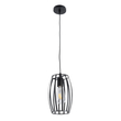 GloboStar® ZEBRA 01062 Vintage Κρεμαστό Φωτιστικό Πλέγμα Μονόφωτο 1 x E27 IP20 Μαύρο Μέταλλο - Μ15 x Π15 x Y24cm