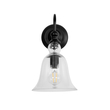 GloboStar® LILLY 01064 Vintage Επιτοίχιο Φωτιστικό Απλίκα Μονόφωτο 1 x E27 IP20 Μαύρο Μέταλλο με Διάφανο Γυαλί - Μ38 x Π20 x Υ37cm