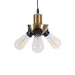GloboStar® COPPER 01076 Vintage Κρεμαστό Φωτιστικό Ανάρτηση Τρίφωτο 3 x E27 IP20 Χρυσό Μέταλλο με Μαύρο Πλαστικό - Μ14 x Π14 x Υ13cm