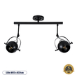 GloboStar® CANNES 01081 Μοντέρνο Φωτιστικό Οροφής Ράγα Δίφωτο 2 x E27 IP20 Μαύρο Μέταλλο - Μ61 x Π12 x Υ48cm