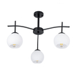 GloboStar® LUNA 01087 Μοντέρνο Φωτιστικό Οροφής Καμπάνα Τριφωτο 3 x E27 IP20 Μαύρο Μέταλλο με Λευκό Γυαλί - Μ45 x Π45 x Υ40cm