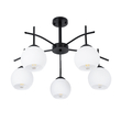 GloboStar® LUNA 01088 Μοντέρνο Φωτιστικό Οροφής Καμπάνα Πολύφωτο 5 x E27 IP20 Μαύρο Μέταλλο με Λευκό Γυαλί - Μ60 x Π60 x Υ43cm