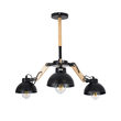 GloboStar® OLD SCHOOL 01093 Μοντέρνο Φωτιστικό Οροφής Καμπάνα Τρίφωτο 3 x E27 IP20 Μαύρο Μέταλλο με Μπεζ Ξύλο - Μ75 x Π75 x Υ35cm