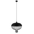 GloboStar® SOBRINO 01108 Vintage Κρεμαστό Φωτιστικό Πλέγμα Μονόφωτο 1 x E27 IP20 Μαύρο Μέταλλο - Μ46 x Π46 x Υ50cm