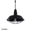 GloboStar® CRANE 01109 Vintage Κρεμαστό Φωτιστικό Καμπάνα Μονόφωτο 1 x E27 IP20 Μαύρο Μέταλλο με Μπεζ Σχοινί - Μ36 x Π36 x Υ30cm