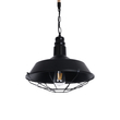 GloboStar® CRANE 01109 Vintage Κρεμαστό Φωτιστικό Καμπάνα Μονόφωτο 1 x E27 IP20 Μαύρο Μέταλλο με Μπεζ Σχοινί - Μ36 x Π36 x Υ30cm