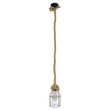 GloboStar® LAICO 01129 Vintage Κρεμαστό Φωτιστικό Πλέγμα Μονόφωτο 1 x E27 IP20 Μπρούτζινο Μέταλλο με Μπεζ Σχοινί - Μ12 x Π12 x Υ100cm