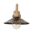GloboStar® BRASSO 01132 Vintage Επιτοίχιο Φωτιστικό Απλίκα Μονόφωτο 1 x E27 IP20 Χάλκινο Μέταλλο με Μπεζ Σχοινί - Μ38 x Π26.7 x Υ22cm