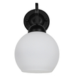 GloboStar® ISEN 01157 Μοντέρνο Επιτοίχιο Φωτιστικό Απλίκα Μονόφωτο 1 x E27 IP20 Μαύρο Μέταλλο με Λευκό Γυαλί - Μ24 x Π15 x Υ27cm