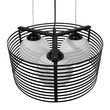 GloboStar® KEVIA 01150 Μοντέρνο Κρεμαστό Φωτιστικό Πλέγμα Τρίφωτο 3 x E27 IP20 Μαύρο Μέταλλο με Λευκό Γυαλί - Μ40 x Π40 x Υ17.5cm