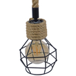 GloboStar® HELLET 01182 Vintage Κρεμαστό Φωτιστικό Πλέγμα Μονόφωτο 1 x E27 IP20 Μαύρο Μέταλλο με Μπεζ Σχοινί - Μ16 x Π16 x Υ25cm