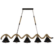 GloboStar® TYMEN 01190 Vintage Κρεμαστό Φωτιστικό Καμπάνα Πολύφωτο 5 x E27 IP20 Μαύρο Μέταλλο με Μπεζ Σχοινί - Μ150 x Π22 x Υ23cm