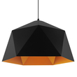 GloboStar® HEXAGON 01195 Μοντέρνο Κρεμαστό Φωτιστικό Καμπάνα Μονόφωτο 1 x E27 IP20 Μαύρο & Χρυσό Μέταλλο - Μ46 x Π46 x Υ25cm