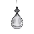 GloboStar® REA 01197 Μοντέρνο Κρεμαστό Φωτιστικό Πλέγμα Μονόφωτο 1 x E27 IP20 Μαύρο Μέταλλο με Λευκό Ύφασμα - Μ21 x Π21 x Υ40cm