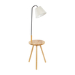 GloboStar® TIFFANY 01206 Μοντέρνο Επιδαπέδιο Φωτιστικό Μονόφωτο 1 x E27 IP20 Μπεζ Ξύλο, Λευκό Ύφασμα με Μαύρο Μέταλλο - Μ28 x Π28 x Υ140cm