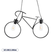 GloboStar® BIKE 01213 Vintage Κρεμαστό Φωτιστικό Φιγούρα Δίφωτο 2 x E27 IP20 Μαύρο Μέταλλο - Μ67 x Π3.5 x Υ41cm
