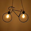 GloboStar® BIKE 01213 Vintage Κρεμαστό Φωτιστικό Φιγούρα Δίφωτο 2 x E27 IP20 Μαύρο Μέταλλο - Μ67 x Π3.5 x Υ41cm