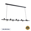 GloboStar® ALFREDA 01242 Μοντέρνο Κρεμαστό Φωτιστικό Ράγα Πολύφωτο 10 x E27 IP20 Μαύρο Μέταλλο - Μ140 x Π18 x Υ7cm