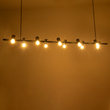 GloboStar® ALFREDA 01242 Μοντέρνο Κρεμαστό Φωτιστικό Ράγα Πολύφωτο 10 x E27 IP20 Μαύρο Μέταλλο - Μ140 x Π18 x Υ7cm