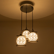 GloboStar® RAINELDA 01246 Μοντέρνο Κρεμαστό Φωτιστικό Πλέγμα Τρίφωτο 3 x E27 IP20 Μαύρο Μέταλλο με Λευκό Γυαλί - Μ60 x Π6 x Υ6cm