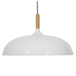 GloboStar® VALLETE 01256 Μοντέρνο Κρεμαστό Φωτιστικό Καμπάνα Μονόφωτο 1 x E27 IP20 Λευκό Μέταλλο με Μπεζ Ξύλο - Μ45 x Π45 x Υ27cm