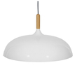 GloboStar® VALLETE 01256 Μοντέρνο Κρεμαστό Φωτιστικό Καμπάνα Μονόφωτο 1 x E27 IP20 Λευκό Μέταλλο με Μπεζ Ξύλο - Μ45 x Π45 x Υ27cm