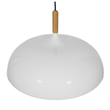 GloboStar® VALLETE 01256 Μοντέρνο Κρεμαστό Φωτιστικό Καμπάνα Μονόφωτο 1 x E27 IP20 Λευκό Μέταλλο με Μπεζ Ξύλο - Μ45 x Π45 x Υ27cm