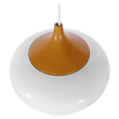 GloboStar® VILI 01260 Μοντέρνο Κρεμαστό Φωτιστικό Καμπάνα Μονόφωτο 1 x E27 IP20 Λευκό Μέταλλο με Μπεζ Ξύλο - Μ35 x Π35 x Υ27cm