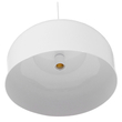 GloboStar® VILI 01260 Μοντέρνο Κρεμαστό Φωτιστικό Καμπάνα Μονόφωτο 1 x E27 IP20 Λευκό Μέταλλο με Μπεζ Ξύλο - Μ35 x Π35 x Υ27cm