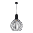GloboStar® SCANDI 01266 Μοντέρνο Κρεμαστό Φωτιστικό Πλέγμα Μονόφωτο 1 x E27 IP20 Μαύρο Μέταλλο - Μ38 x Π38 x Υ50cm