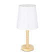 GloboStar® NAPHIE 01208 Κλασικό Επιτραπέζιο Φωτιστικό Πορτατίφ Μονόφωτο 1 x E27 Ξύλινο με Λευκό Καπέλο Φ21 x Υ42cm