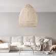 GloboStar® MALIBU 01811 Boho Κρεμαστό Φωτιστικό Καμπάνα Μονόφωτο 1 x E27 IP20 Μπεζ Ξύλο - Μ76 x Π76 x Υ100cm