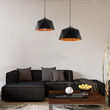 GloboStar® HEXAGON 01195 Μοντέρνο Κρεμαστό Φωτιστικό Καμπάνα Μονόφωτο 1 x E27 IP20 Μαύρο & Χρυσό Μέταλλο - Μ46 x Π46 x Υ25cm