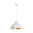 GloboStar® ANDY 00999 Μοντέρνο Κρεμαστό Φωτιστικό Καμπάνα Μονόφωτο 1 x E27 IP20 Λευκό & Χρυσό Μέταλλο - Μ35 x Π35 x Υ28cm