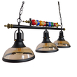 GloboStar® BILLIARD SERIES 01280 Vintage Κρεμαστό Φωτιστικό Φιγούρα Τρίφωτο 3 x E27 IP20 Mαύρο Μέταλλο με Μελί Γυαλί - Μ96 x Π25 x Υ30cm