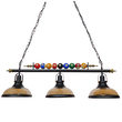 GloboStar® BILLIARD SERIES 01280 Vintage Κρεμαστό Φωτιστικό Φιγούρα Τρίφωτο 3 x E27 IP20 Mαύρο Μέταλλο με Μελί Γυαλί - Μ96 x Π25 x Υ30cm